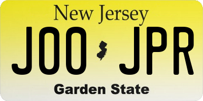NJ license plate J00JPR