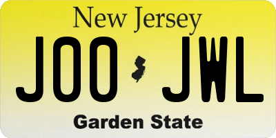 NJ license plate J00JWL
