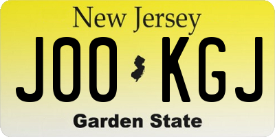NJ license plate J00KGJ