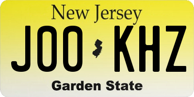 NJ license plate J00KHZ
