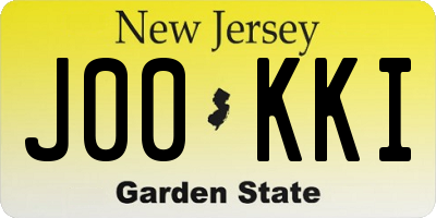NJ license plate J00KKI
