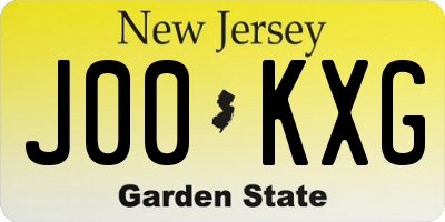 NJ license plate J00KXG