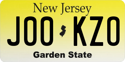 NJ license plate J00KZO