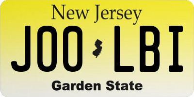 NJ license plate J00LBI