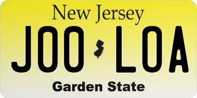 NJ license plate J00LOA