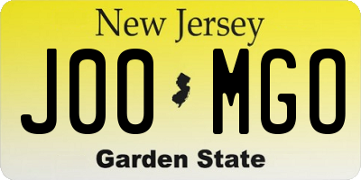 NJ license plate J00MGO