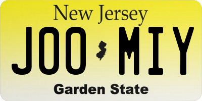 NJ license plate J00MIY