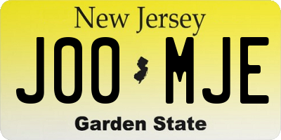 NJ license plate J00MJE