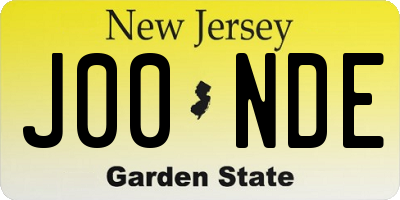 NJ license plate J00NDE