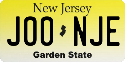 NJ license plate J00NJE