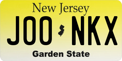 NJ license plate J00NKX