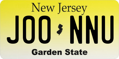 NJ license plate J00NNU