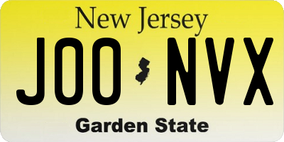 NJ license plate J00NVX