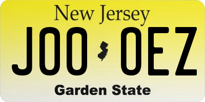 NJ license plate J00OEZ