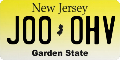 NJ license plate J00OHV