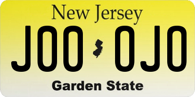 NJ license plate J00OJO