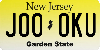 NJ license plate J00OKU