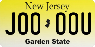NJ license plate J00OOU