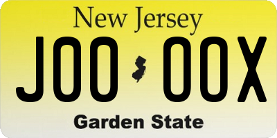 NJ license plate J00OOX