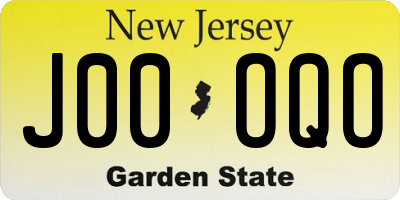 NJ license plate J00OQO
