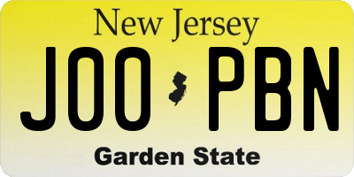 NJ license plate J00PBN