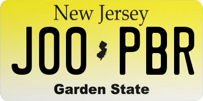 NJ license plate J00PBR