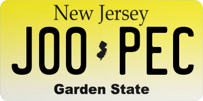 NJ license plate J00PEC
