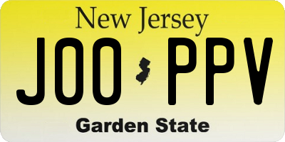 NJ license plate J00PPV