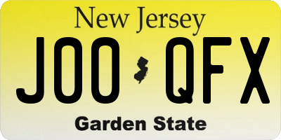 NJ license plate J00QFX