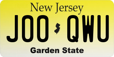 NJ license plate J00QWU