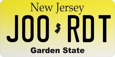NJ license plate J00RDT