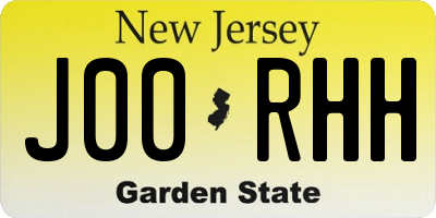 NJ license plate J00RHH