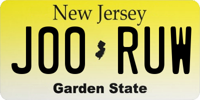 NJ license plate J00RUW
