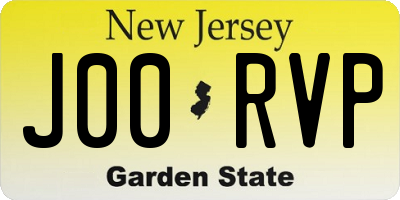 NJ license plate J00RVP