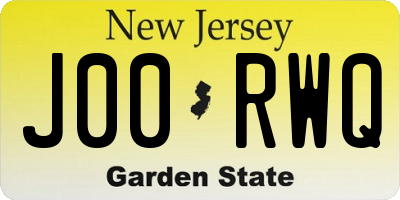 NJ license plate J00RWQ