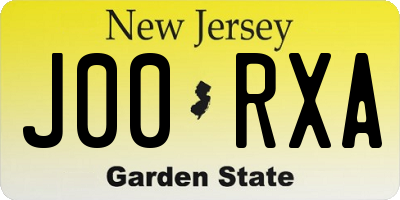 NJ license plate J00RXA