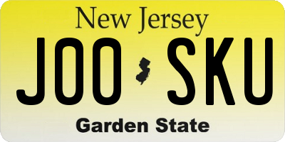 NJ license plate J00SKU