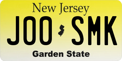 NJ license plate J00SMK