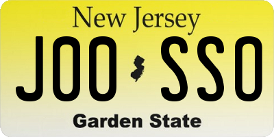 NJ license plate J00SSO