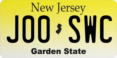 NJ license plate J00SWC