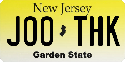 NJ license plate J00THK