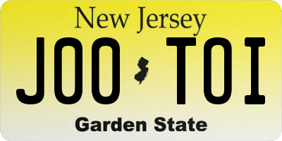 NJ license plate J00TOI