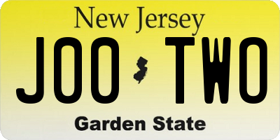 NJ license plate J00TWO