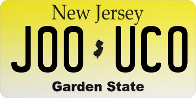 NJ license plate J00UCO