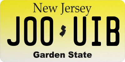 NJ license plate J00UIB