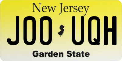 NJ license plate J00UQH
