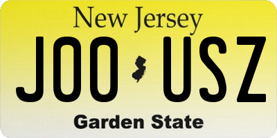 NJ license plate J00USZ