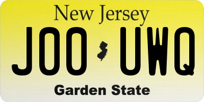 NJ license plate J00UWQ