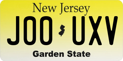 NJ license plate J00UXV