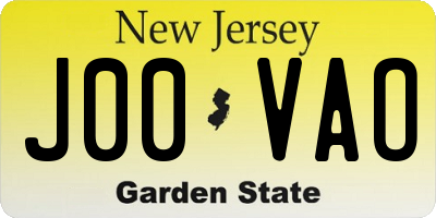 NJ license plate J00VAO